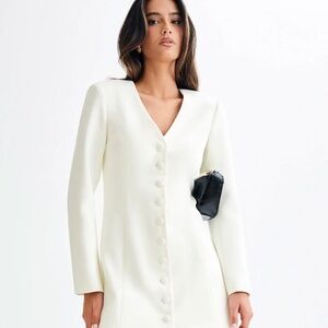 Meshki Hurley Long Sleeve Blazer Mini Dress - Ivory